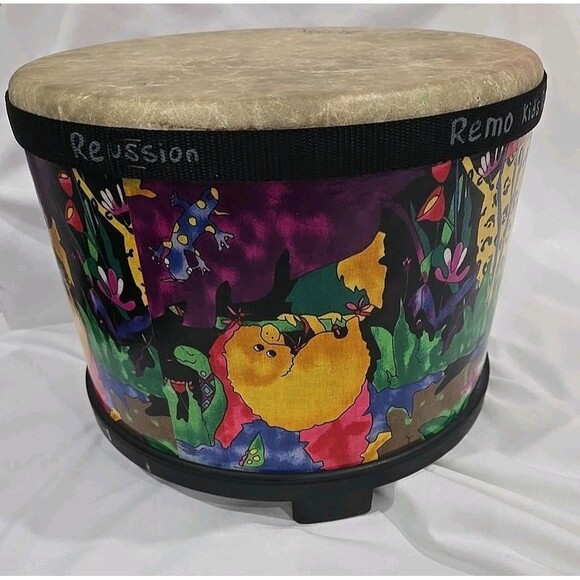 Remo Other - Remo Kid's Percussion Fiberskyn 3 Floor Tom Drum 10" x 7.5" Rain Forest Animals